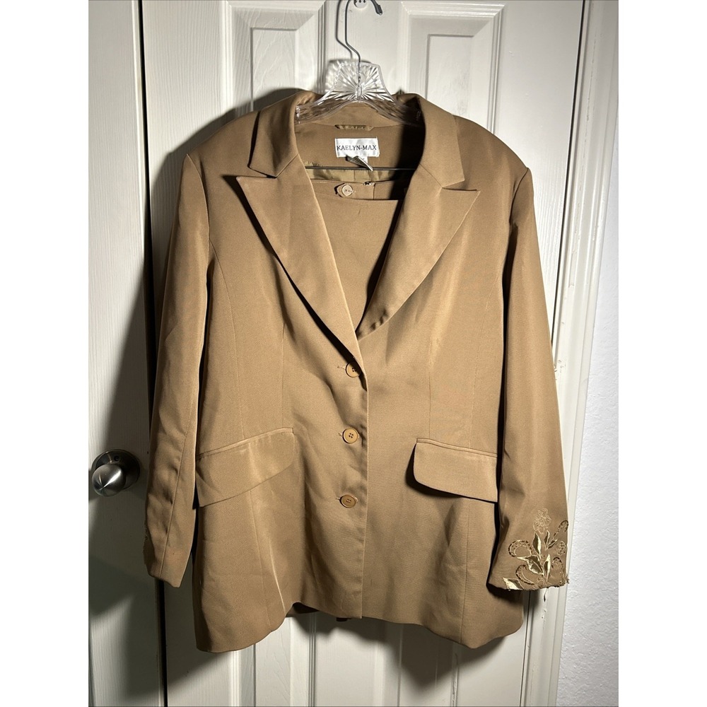 Vintage Kaelyn-Max Skirt Suit Womens 16W Brown Polyester